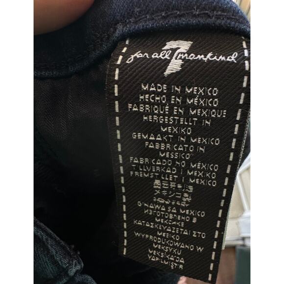 7 For All Mankind Jeans 30 High Waist Ankle Skinny Dark Wash Raw Hem Stretch - Picture 8 of 10